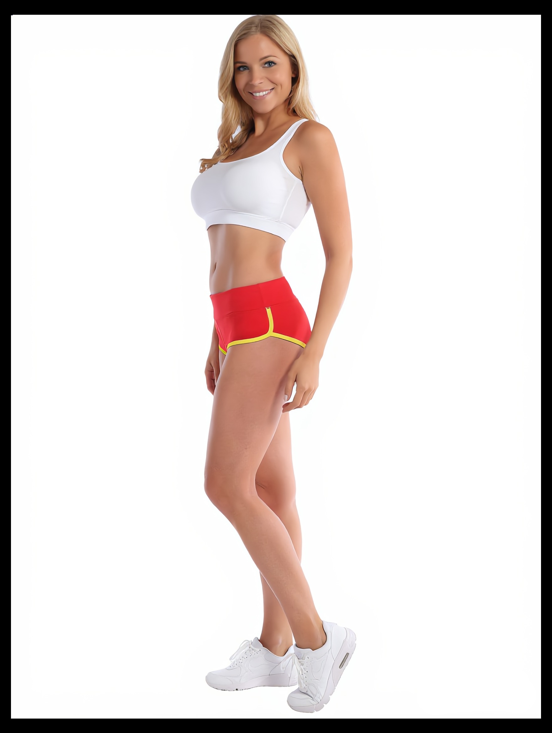 Yoga Shorts in Olive Green β The Crossover Waist Edit style look
